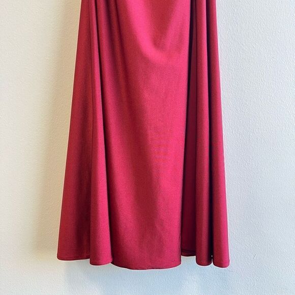 La Femme Women’s Size 2 Burgundy Ruched Party Cocktail Mail Dress Gown Stretch - Picture 3 of 10